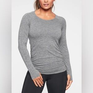 Athleta Speedlight Heather Gray Long Sleeve Top Size Medium
